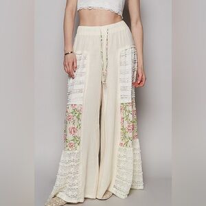 #152 New! Pol Gorgeous Wide Leg Patched Lace up Pants